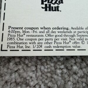 Vintage Pizza Hut‎  Coupon From 1985 Rome